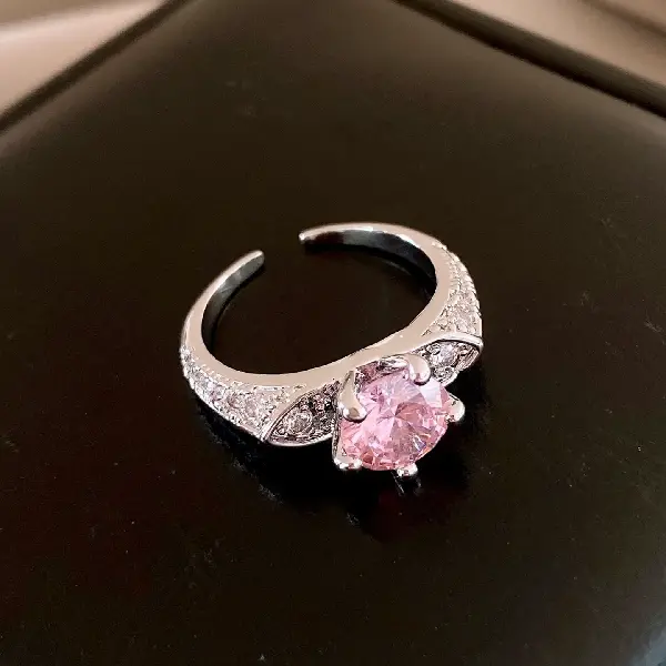 9# Ring-Zircon Square Round Double Layer Open Ring,tkmbeautysupply.com