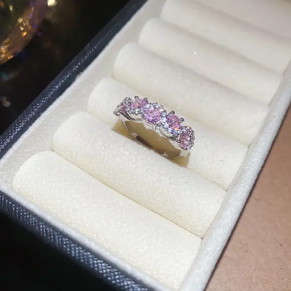 13# Ring-Zircon Round Diamond Flower Open Ring,tkmbeautysupply.com