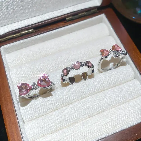 14# Ring-Simple and fashionable open ring with diamond love bow (set of three),tkmbeautysupply.com