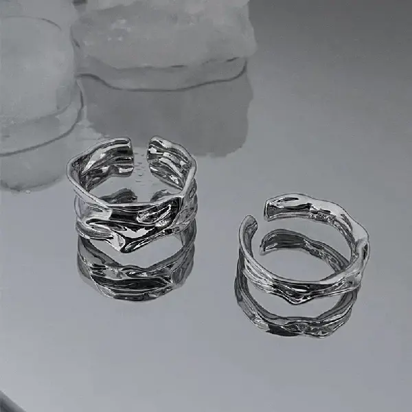 14# silver geometric ring (set of 2).,tkmbeautysupply.com