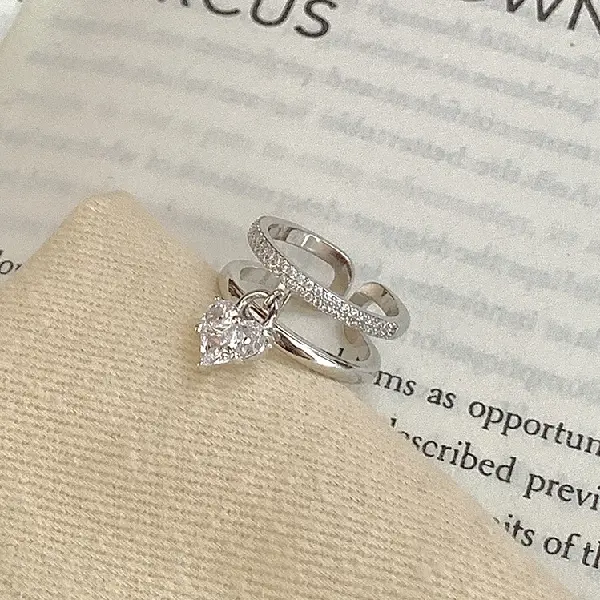 7# ring-silver double-layered heart.,tkmbeautysupply.com
