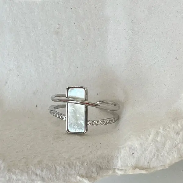.30# open ring-silver rectangular double layer,tkmbeautysupply.com