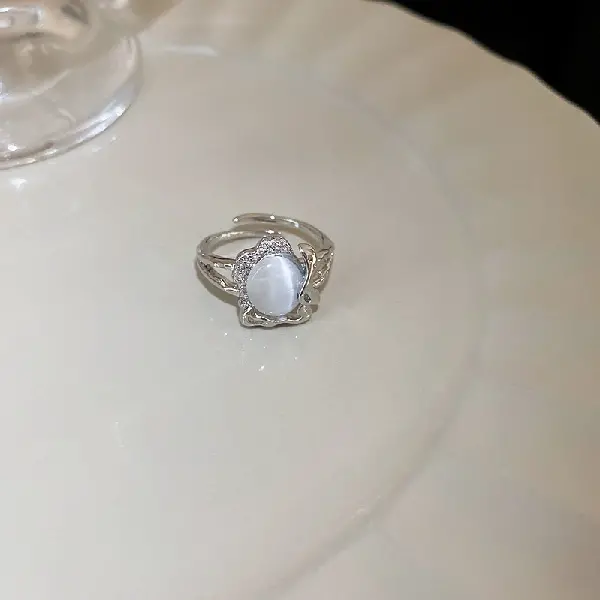 .31# open ring-silver opal oval,tkmbeautysupply.com