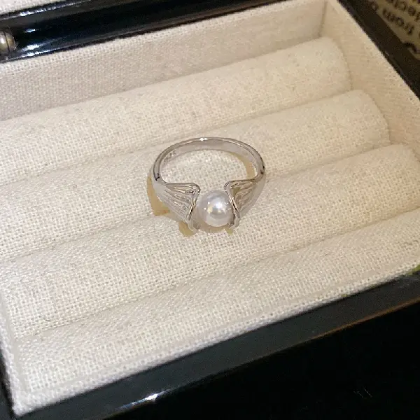 Silver-irregular wave fishtail pearl open ring,tkmbeautysupply.com