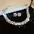 Diamond Square Earrings, Necklaces, Niche Light Luxury, High-end Clavicle Chains - 6# silver-AB color (two-piece set)