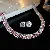 Diamond Square Earrings, Necklaces, Niche Light Luxury, High-end Clavicle Chains - 23# silver pink (two-piece set)