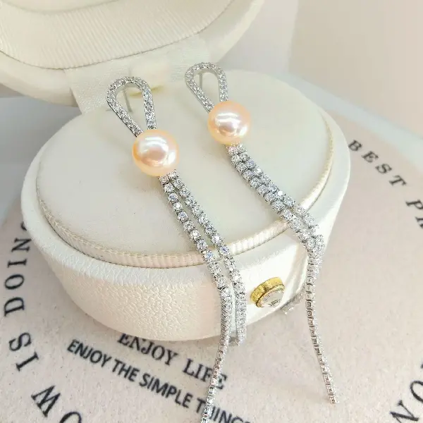 Silver pink pearl (8cm),tkmbeautysupply.com
