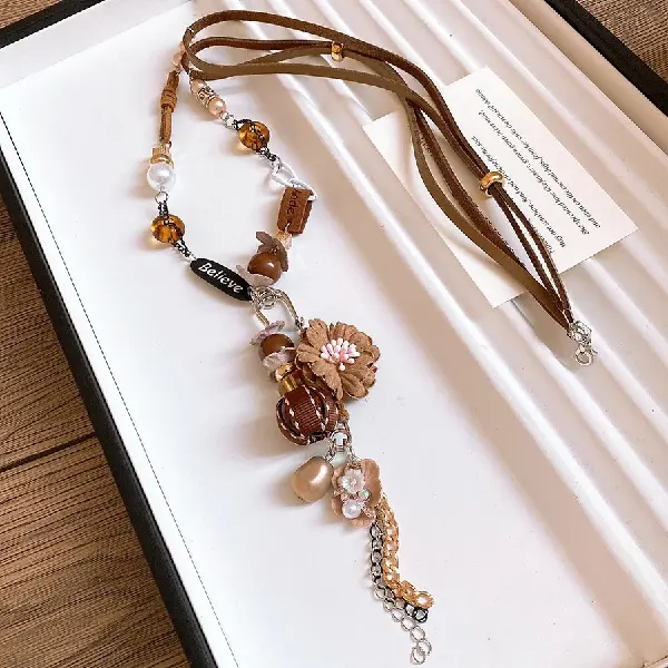 8# Pearl Letter Braided Flower Necklace,tkmbeautysupply.com