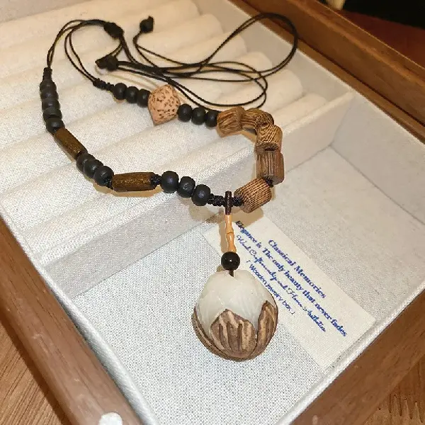 11# pine nut wood bead necklace,tkmbeautysupply.com