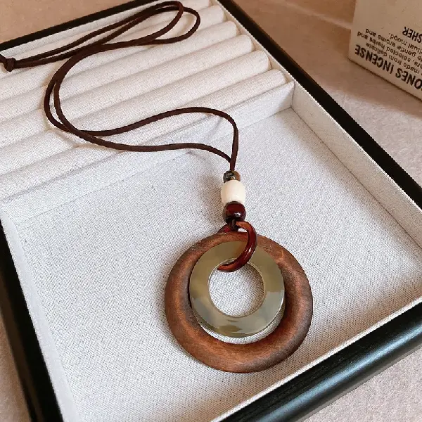 12# leather round ceramic resin necklace,tkmbeautysupply.com
