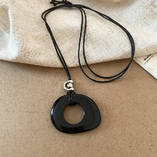 14# resin hollow leather rope necklace,tkmbeautysupply.com