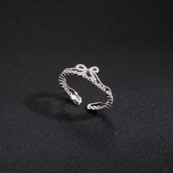 13# Ring-Zircon Lace Flower Pearl Fashion Simple Open Ring,tkmbeautysupply.com