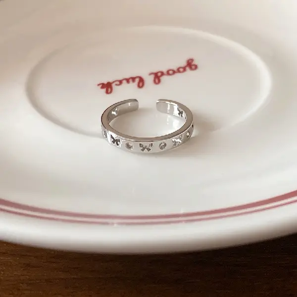 20# Ring-Zircon Hollow Bow Open Ring,tkmbeautysupply.com