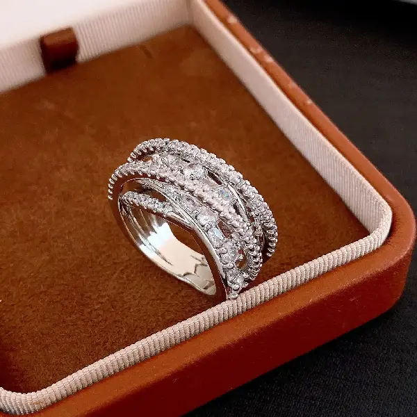 22# Ring-zirconia multi-layered cross fashion and exquisite ring,tkmbeautysupply.com