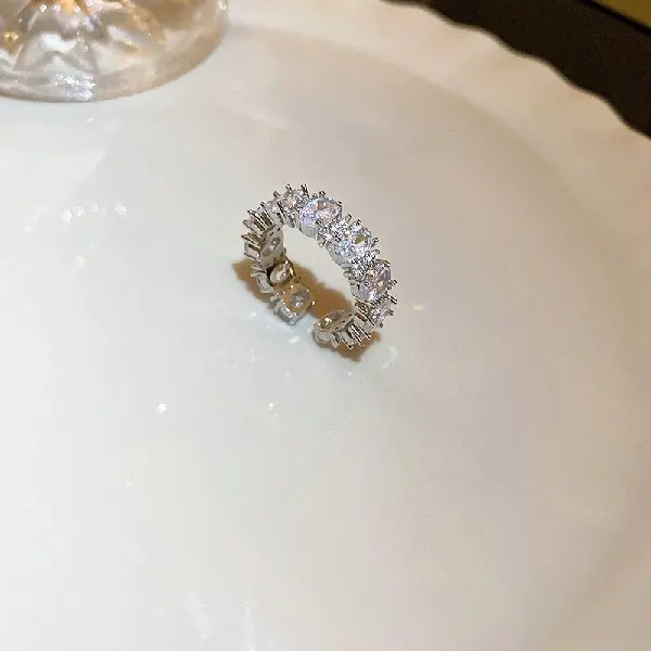 30# ring - platinum oval zircon spliced u200bu200bopen ring,tkmbeautysupply.com