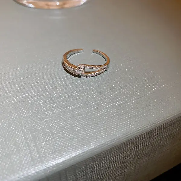 32# Ring-Platinum Zirconia Cross Open Ring,tkmbeautysupply.com