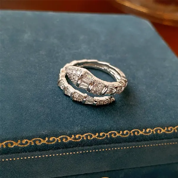 40# Ring-Zircon Snake Ring,tkmbeautysupply.com
