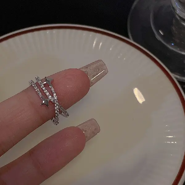 41# Ring - Diamond Zirconia Star Open Ring,tkmbeautysupply.com