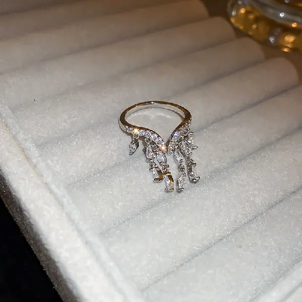 45# Ring-Zircon Tassel Open Ring,tkmbeautysupply.com
