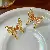 Second-hand Vintage Silver Needle Earrings, Real Gold Electroplated Zircon Oil - 3# silver needle gold butterfly earrings (real gold plating)