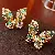 Second-hand Vintage Silver Needle Earrings, Real Gold Electroplated Zircon Oil - 22# Silver Needle Colored Zircon Butterfly Stud Earrings