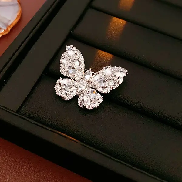 54# Brooch-Butterfly Water Drop Oval Zircon Brooch,tkmbeautysupply.com