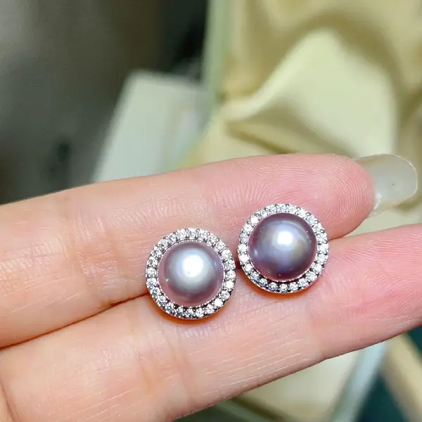 4005 earrings purple (9MM)-silver,tkmbeautysupply.com