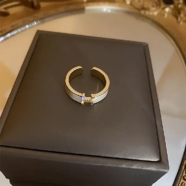 7# Letter H Open Ring-Gold,tkmbeautysupply.com