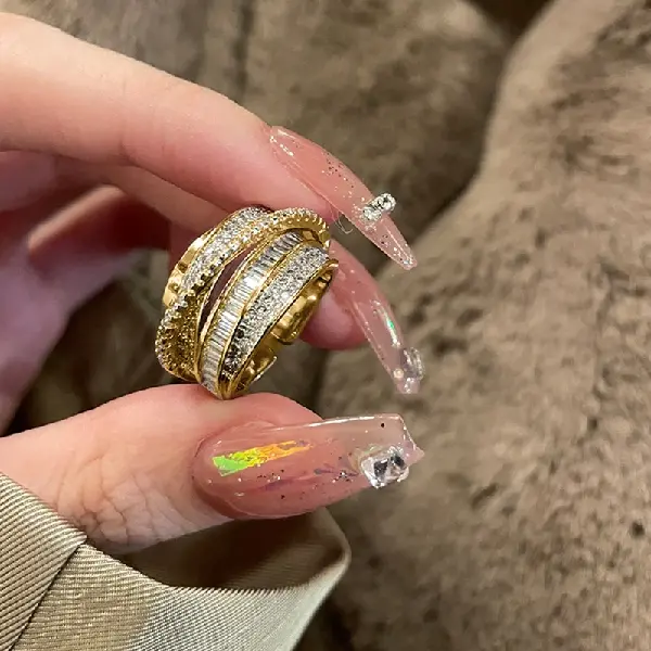 14# multi-layered open ring-gold,tkmbeautysupply.com