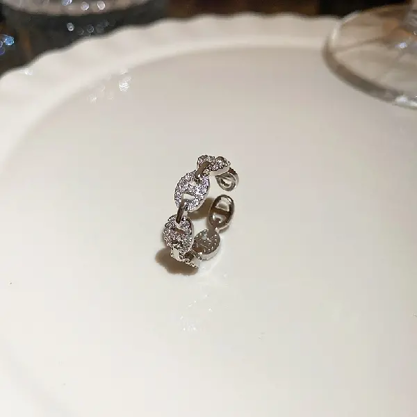 18#CD Pig Nose Open Ring-Silver,tkmbeautysupply.com