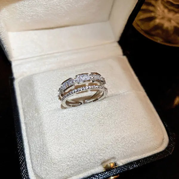 19# Double Layer Open Ring-Silver,tkmbeautysupply.com