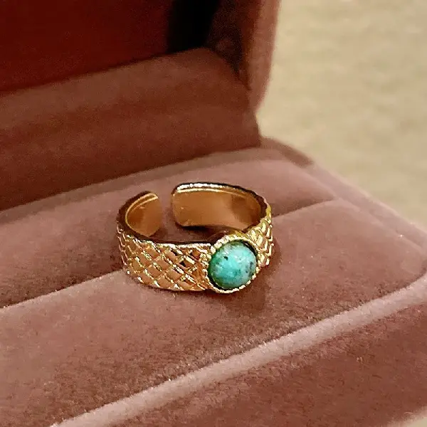 30# Turquoise Open Ring-Gold,tkmbeautysupply.com