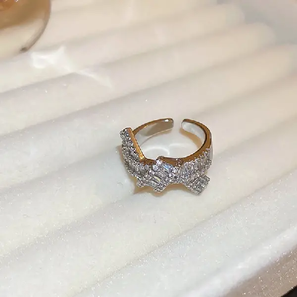 37. Real gold electroplated ring-zirconia knotted,tkmbeautysupply.com