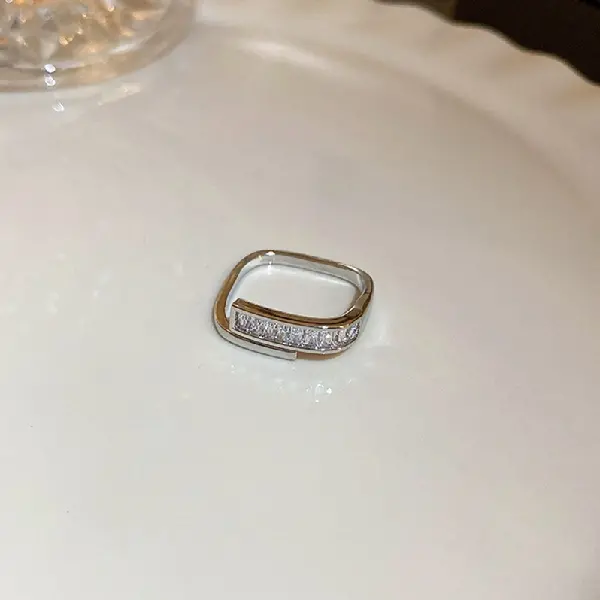48. Real gold electroplated ring-square,tkmbeautysupply.com