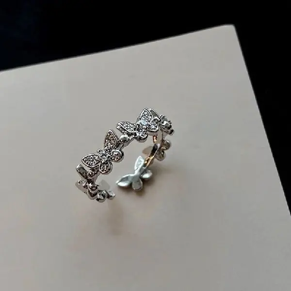 66. Real gold electroplating ring-Zircon butterfly,tkmbeautysupply.com