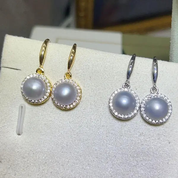4005 earhook gray (9MM)-gold,tkmbeautysupply.com