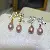 Wholesale Zhuji Pearl Earrings 8-9mm S925 Silver - 1304 purple (8-9MM)-silver