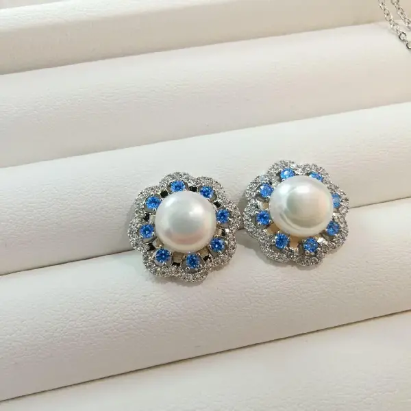 Silver Stud Earrings White Pearl,tkmbeautysupply.com