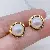 Wholesale Large Pearl Earrings 925 Silver Gold Plated - 1443 golden white beads (9.5-10mm)