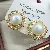 Wholesale Large Pearl Earrings 925 Silver Gold Plated - 4053 golden white beads (10mm)