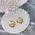 Wholesale Large Pearl Earrings 925 Silver Gold Plated - 4027 golden white beads (9-9.5mm)