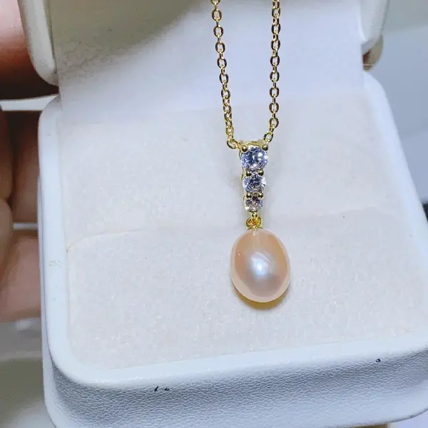 4040 gold necklace pink beads,tkmbeautysupply.com