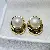 Wholesale Large Pearl Earrings 925 Silver Gold Plated - 1322 golden white beads (9.5-10mm)