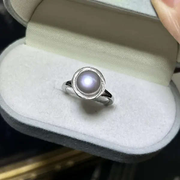 Ring gray pearl silver wire (8-9),tkmbeautysupply.com