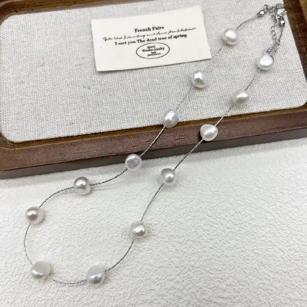 39+5cm silver white pearl (wrap twice to make a bracelet) - gold,tkmbeautysupply.com