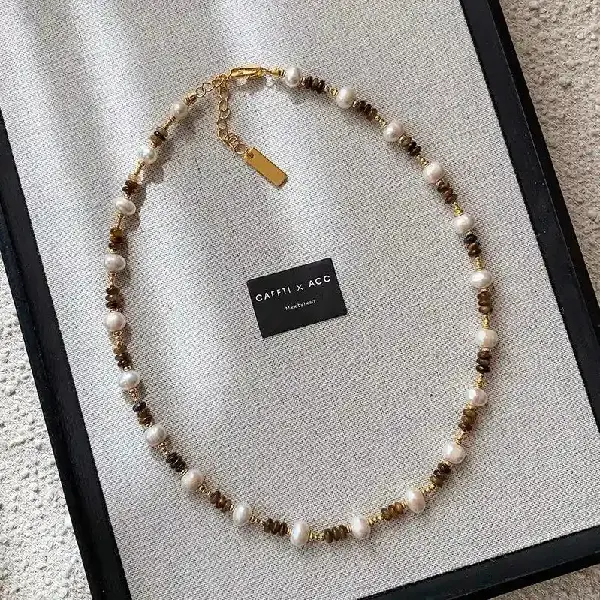 Abacus Tiger Eye Pearl Necklace (38+5cm),tkmbeautysupply.com