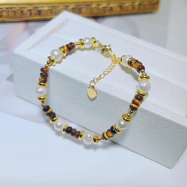 Abacus Tiger Eye Pearl Bracelet,tkmbeautysupply.com