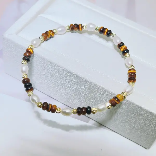 Abacus Tiger Eye Stone Elastic Cord Bracelet,tkmbeautysupply.com
