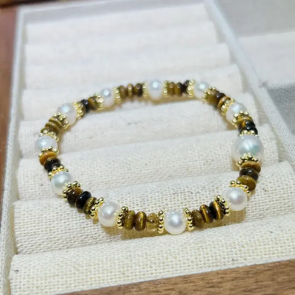 Tiger eye stone elastic cord bracelet,tkmbeautysupply.com