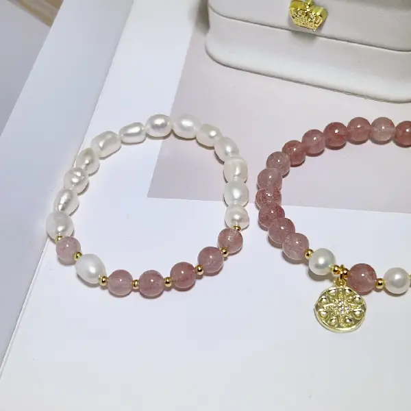 6070H Simple Pearl Strawberry Crystal Bracelet,tkmbeautysupply.com